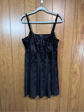 Cosmic Aura Black Velvet  Babydoll‎ Slip Mini Dress Size XL NWT